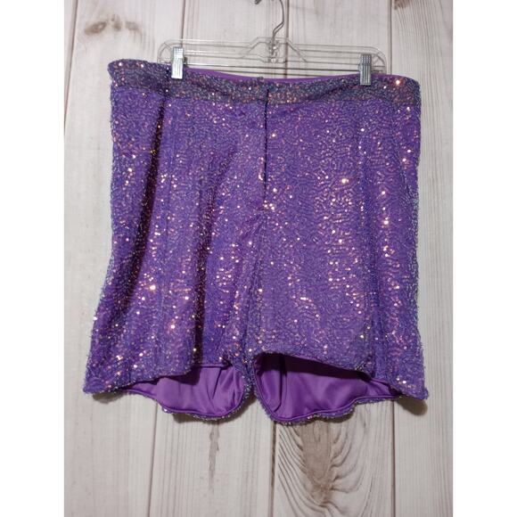 Ashley Stewart Shorts Ladies 18‎ Purple Sequin - Picture 1 of 6